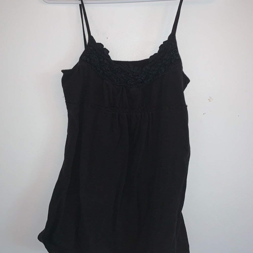 Black Tank Top with fabric design on the top